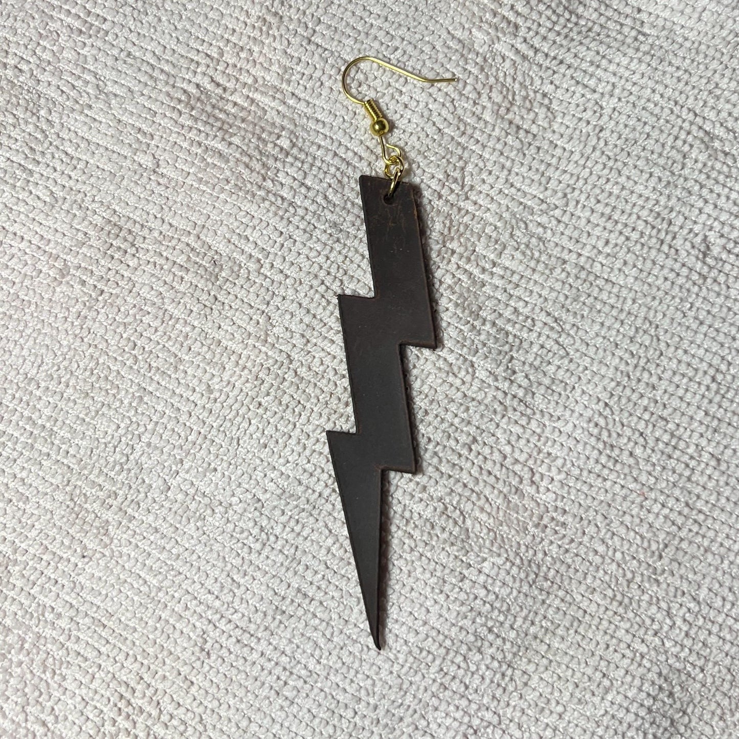 Handmade Leather Lightning Bolt Earrings – Minimalist Statement Jewelry