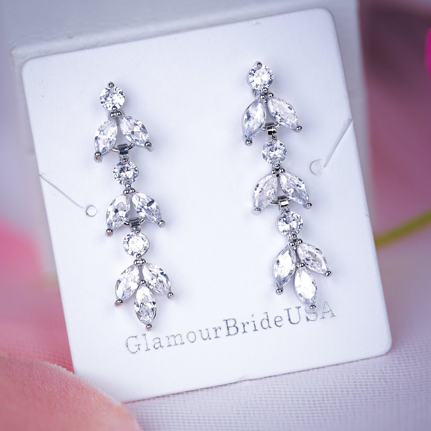 Clip on Earrings Drop Wedding Earrings Drop Bridal Earrings Silver Bridal Earrings Rose gold bridal earrings Bridesmaids earrings
