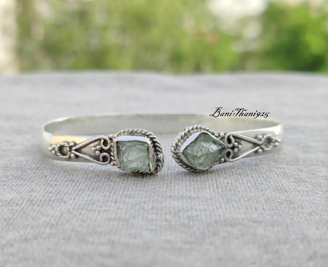 Raw Aquamarine 925 Sterling Silver Handmade Earrings