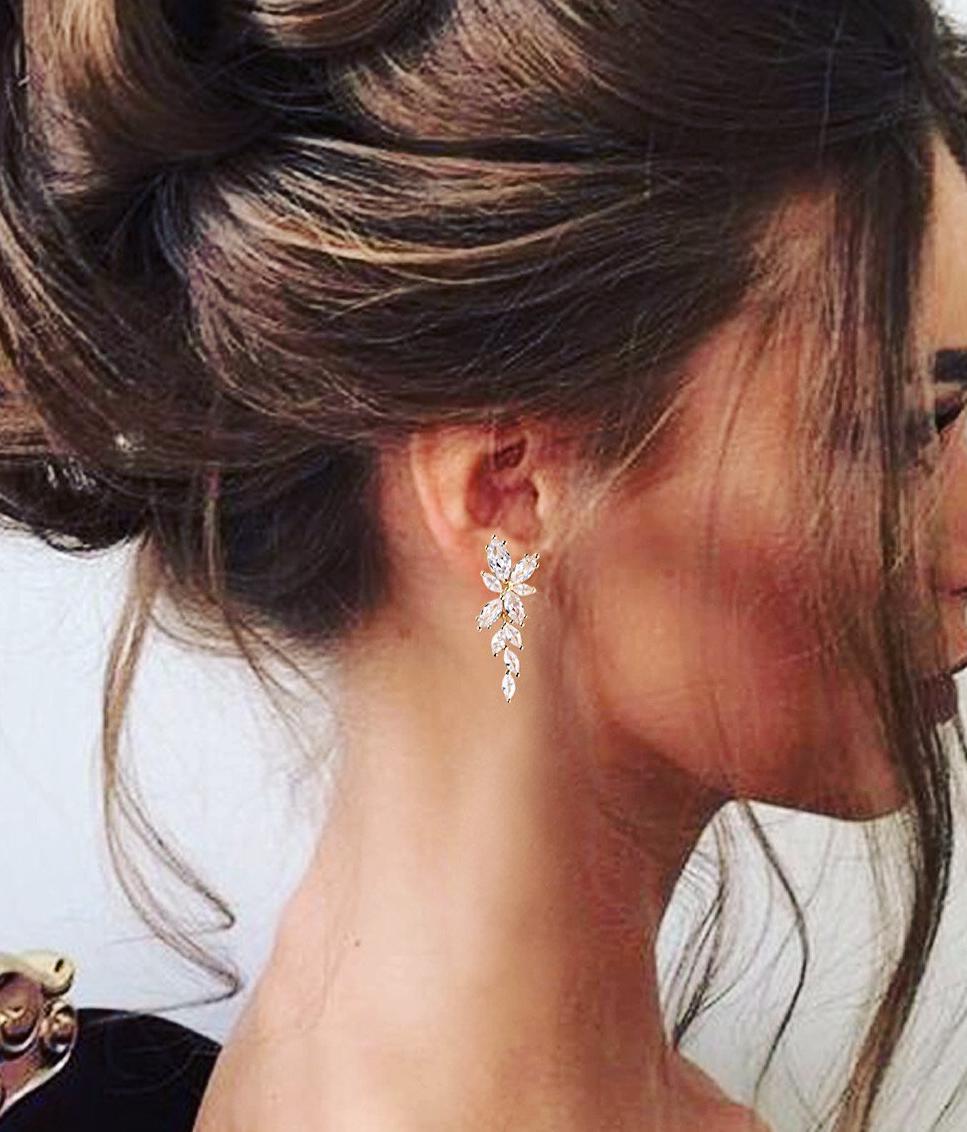 Clip on Bridal Earrings Drop Earrings Silver Wedding Jewelry Crystal Tear drop Earrings Gold Bridal Jewelry Rose Gold bridal earrings