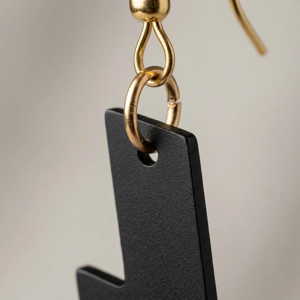 Handmade Leather Lightning Bolt Earrings – Minimalist Statement Jewelry
