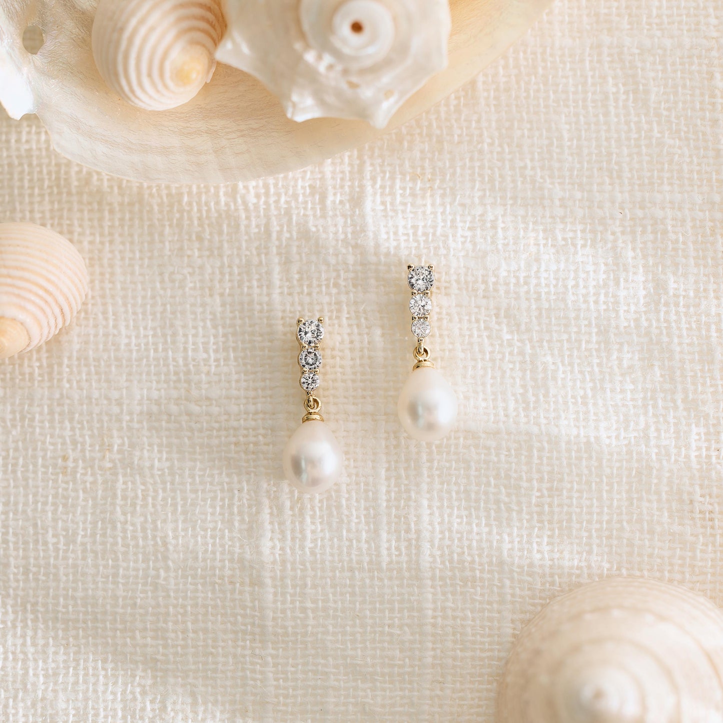 Gold Pearl Drop Earrings, Bridal Teardrop Earrings, Dainty Wedding Jewelry, Elegant Pearl Dangles, Bridesmaid Gift, Minimalist Earrings