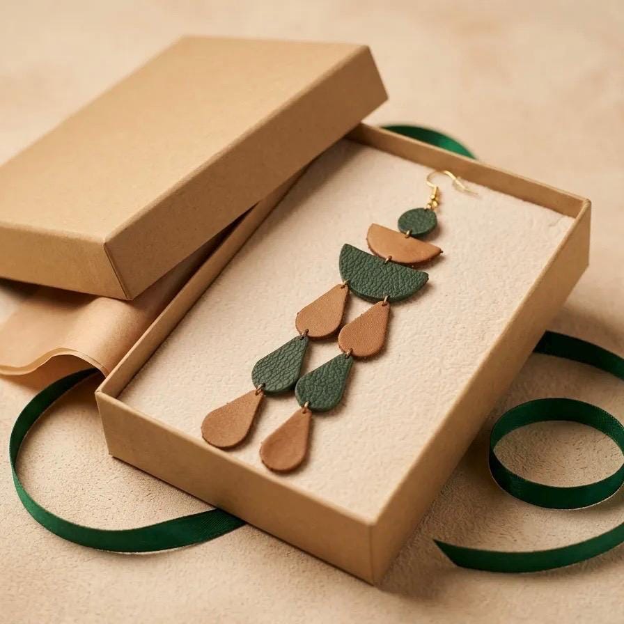 Leather Drop Earrings: Long Teardrop Dangle, Custom Jewelry