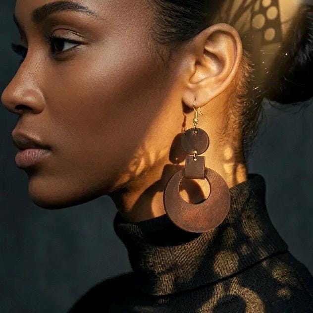Handmade Genuine Cowhide Leather Geometric Drop Earrings – Minimalist Statement Jewelry