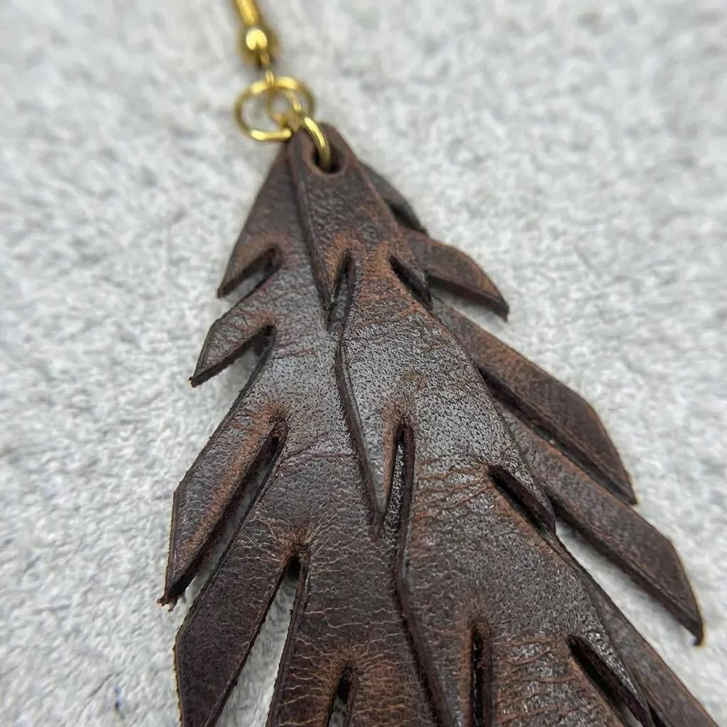 Handmade Genuine Leather Leaf Earrings, Boho Style, Lightweight Natural Leather Jewelry, Gift for Her
