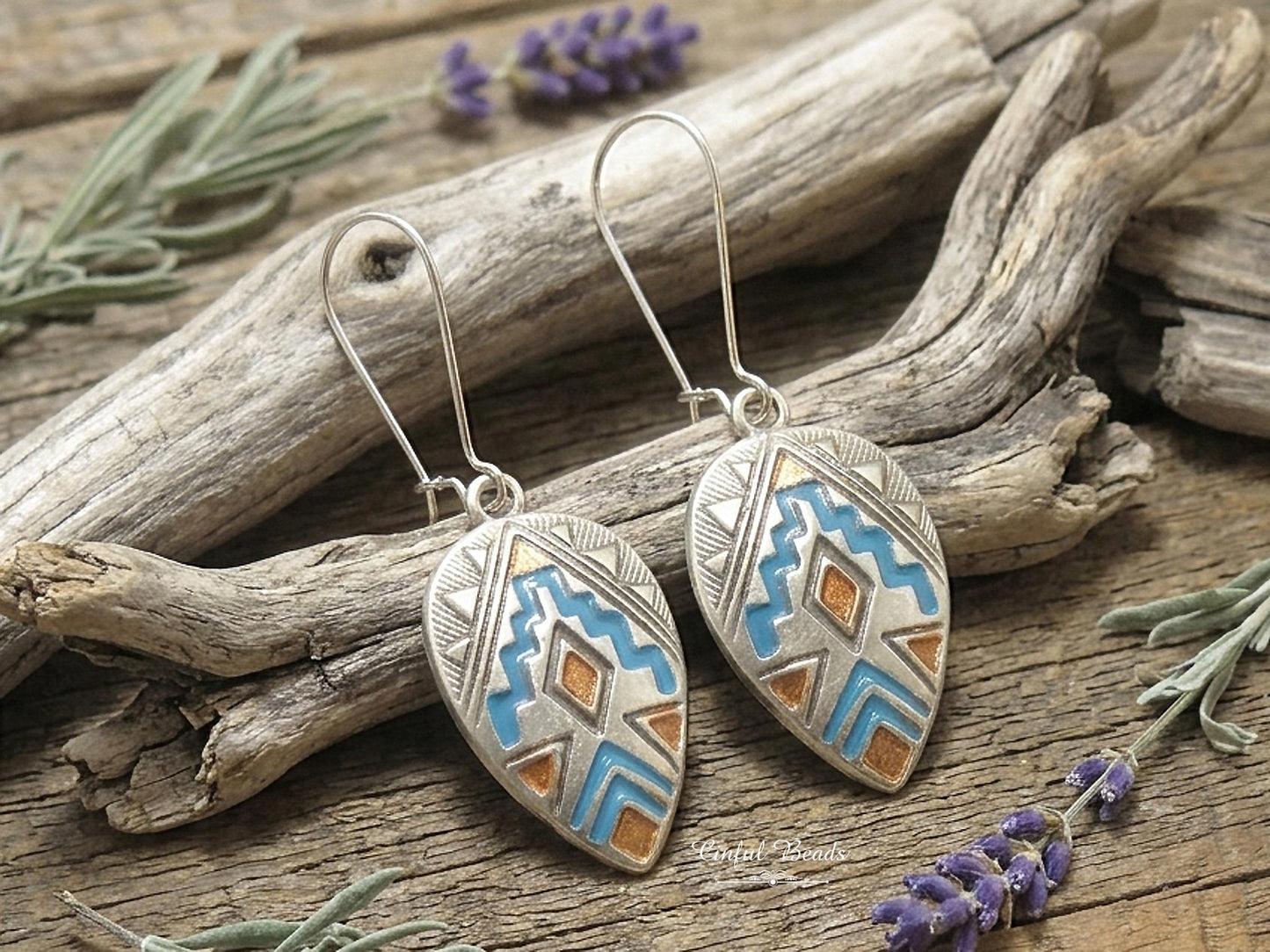 Boho Style Hand Painted Flower Dangle Earrings - Boho Chic with Earwire Choices
