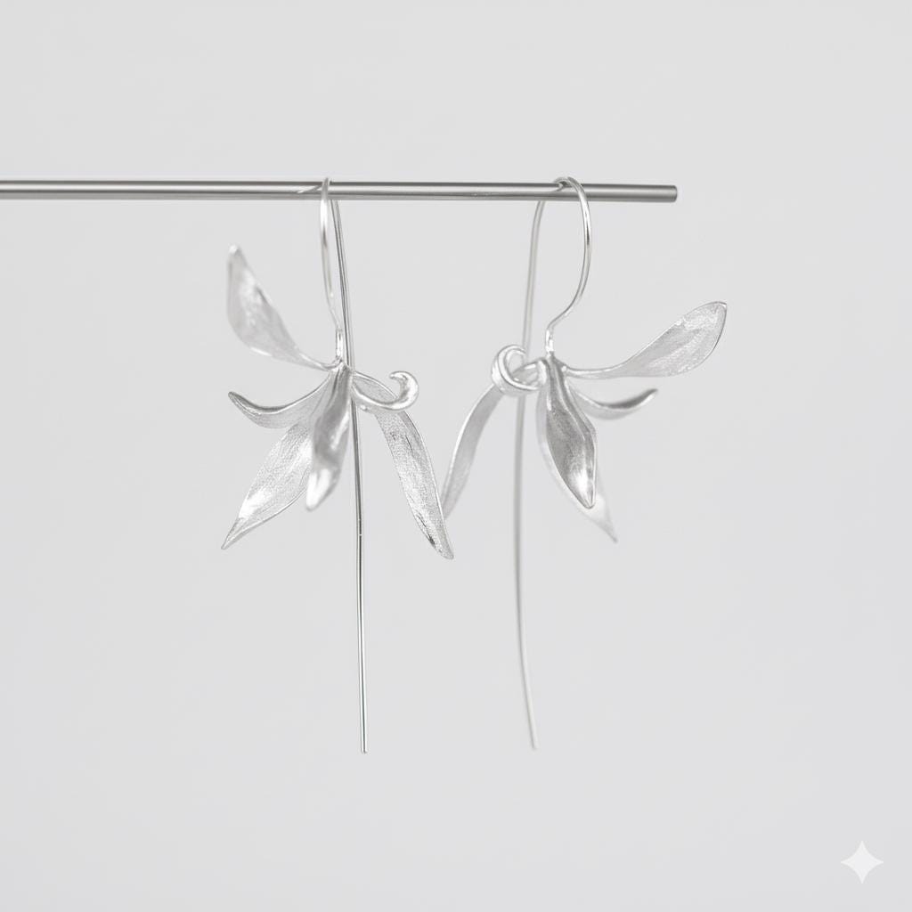 Silver Earrings, Silver Flower Earrings, Sterling Silver, Handmade earrings, Personalized Earrings, Jewelry Gift for Her/Costume Jewelry