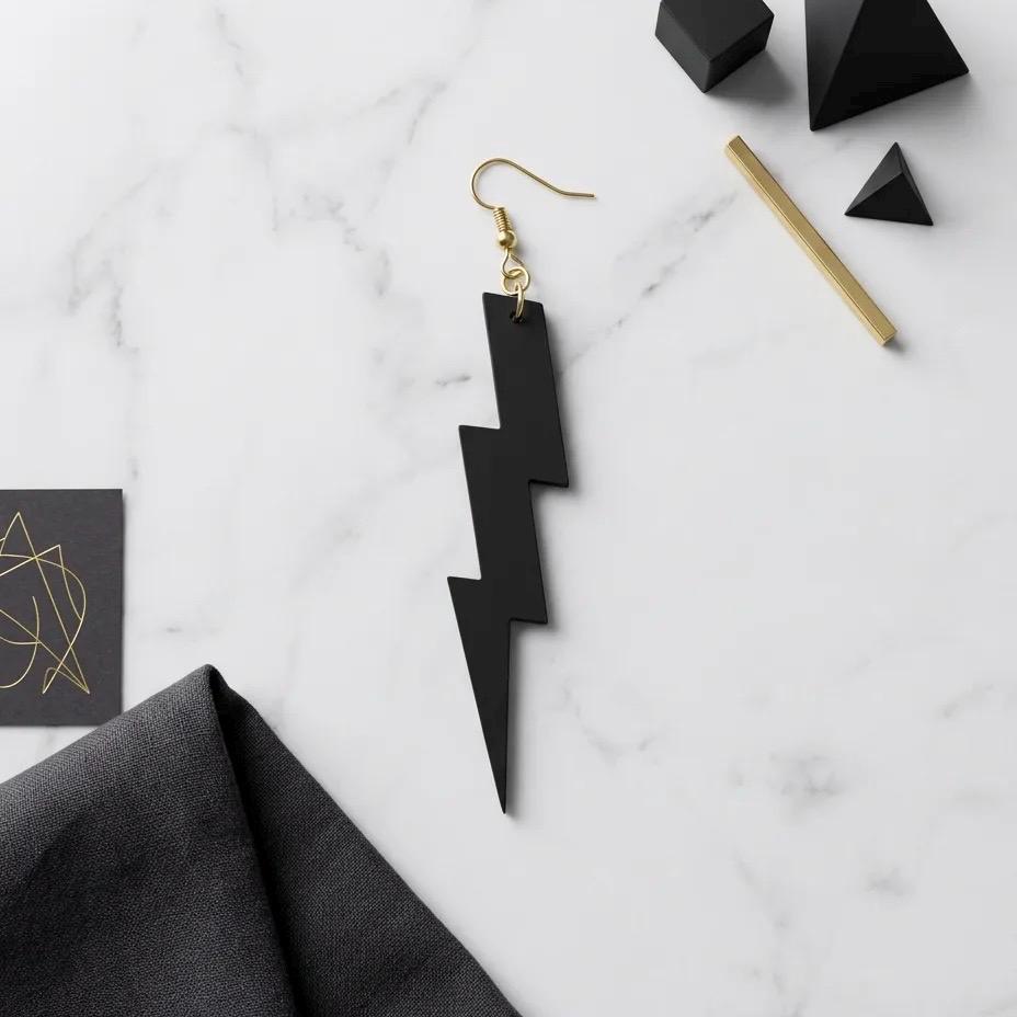 Handmade Leather Lightning Bolt Earrings – Minimalist Statement Jewelry