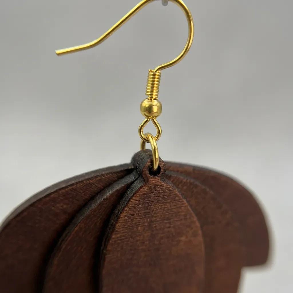 Handmade Leather Petal Drop Earrings – Lightweight Boho Dangle, Minimalist Gift