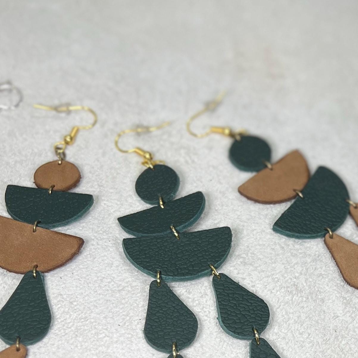 Leather Drop Earrings: Long Teardrop Dangle, Custom Jewelry