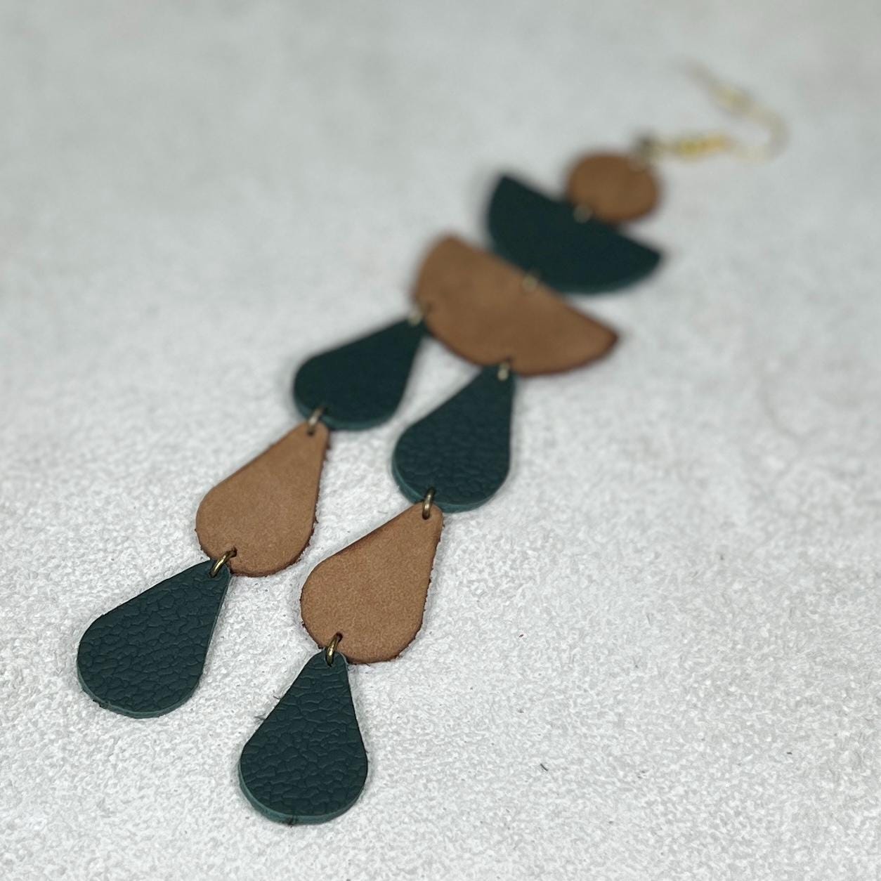 Leather Drop Earrings: Long Teardrop Dangle, Custom Jewelry