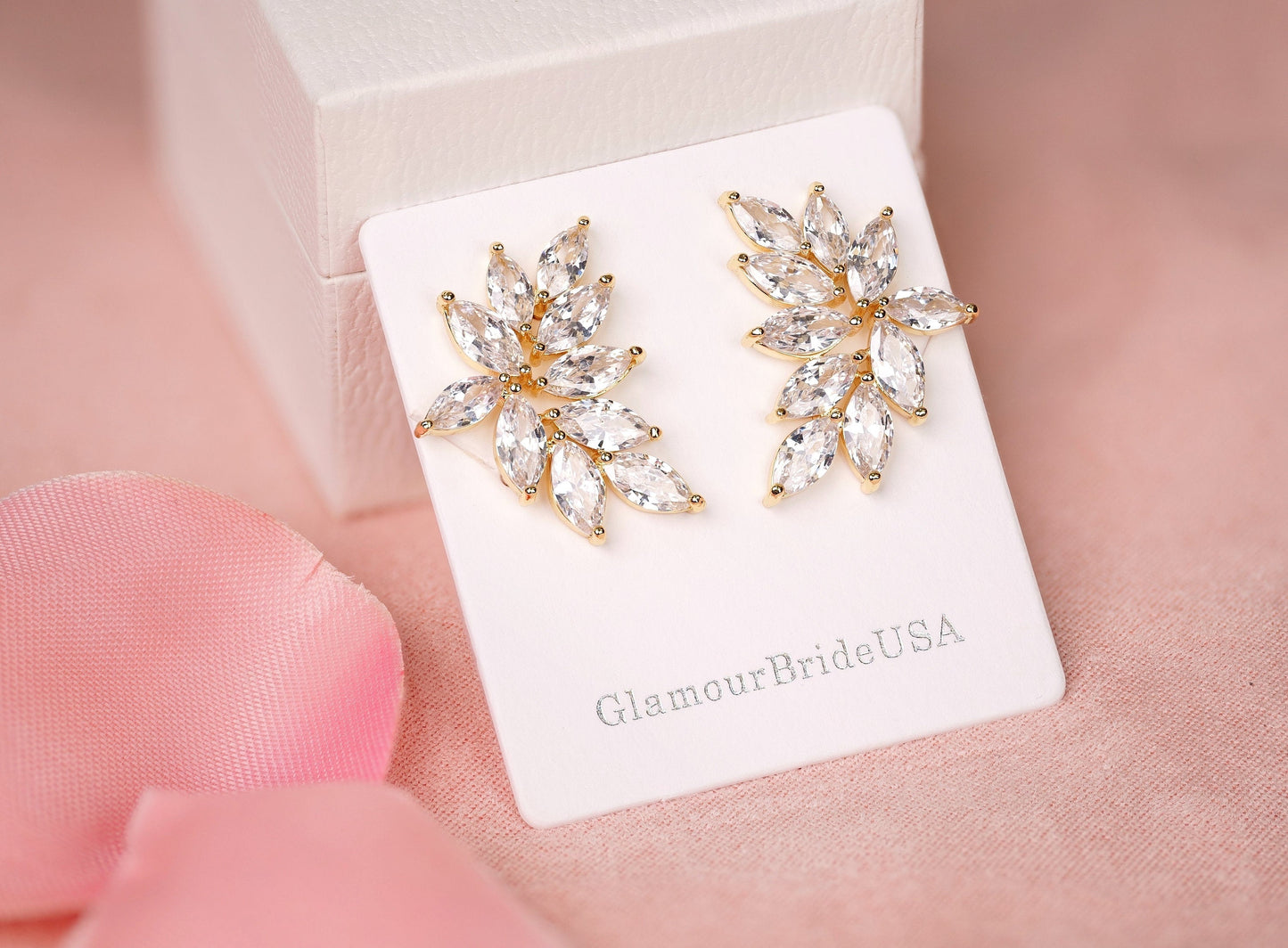 Crystal Stud Earrings Wedding Earrings Silver Crystal Earrings CZ Stud Earrings Rose gold bridal earrings Crystal Bridesmaids Earrings