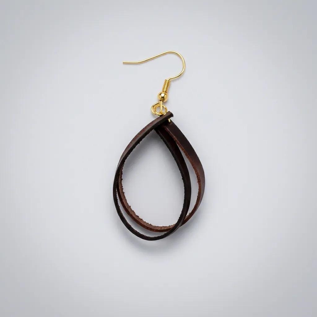 Handmade Genuine Leather Teardrop Earrings – Minimalist Lightweight Dangle Jewelry