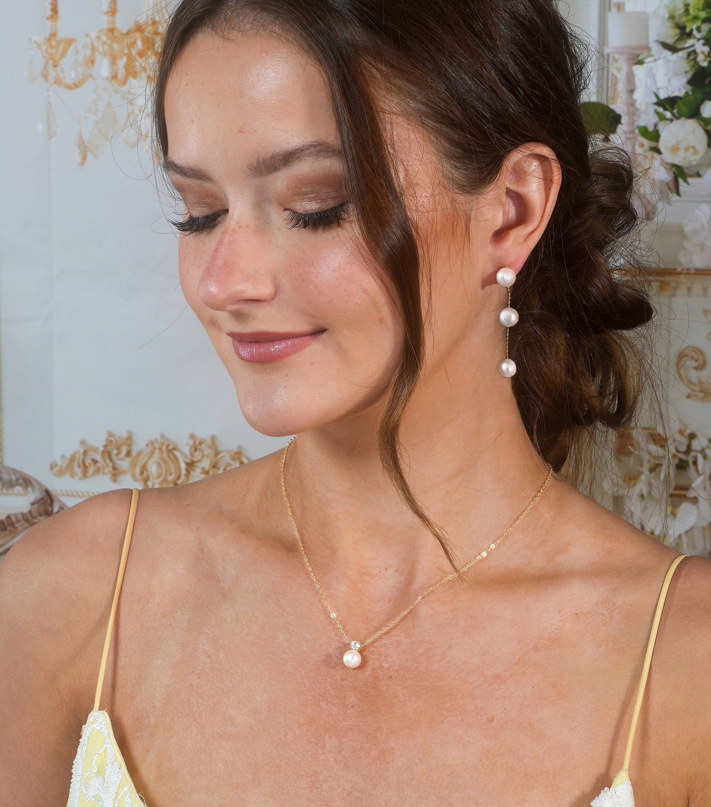 Pearl Earrings Drop Bridal Earrings Pearl Wedding Earrings Long Pearl Earrings Gold Bridal Jewelry Dangle Pearl Earrings