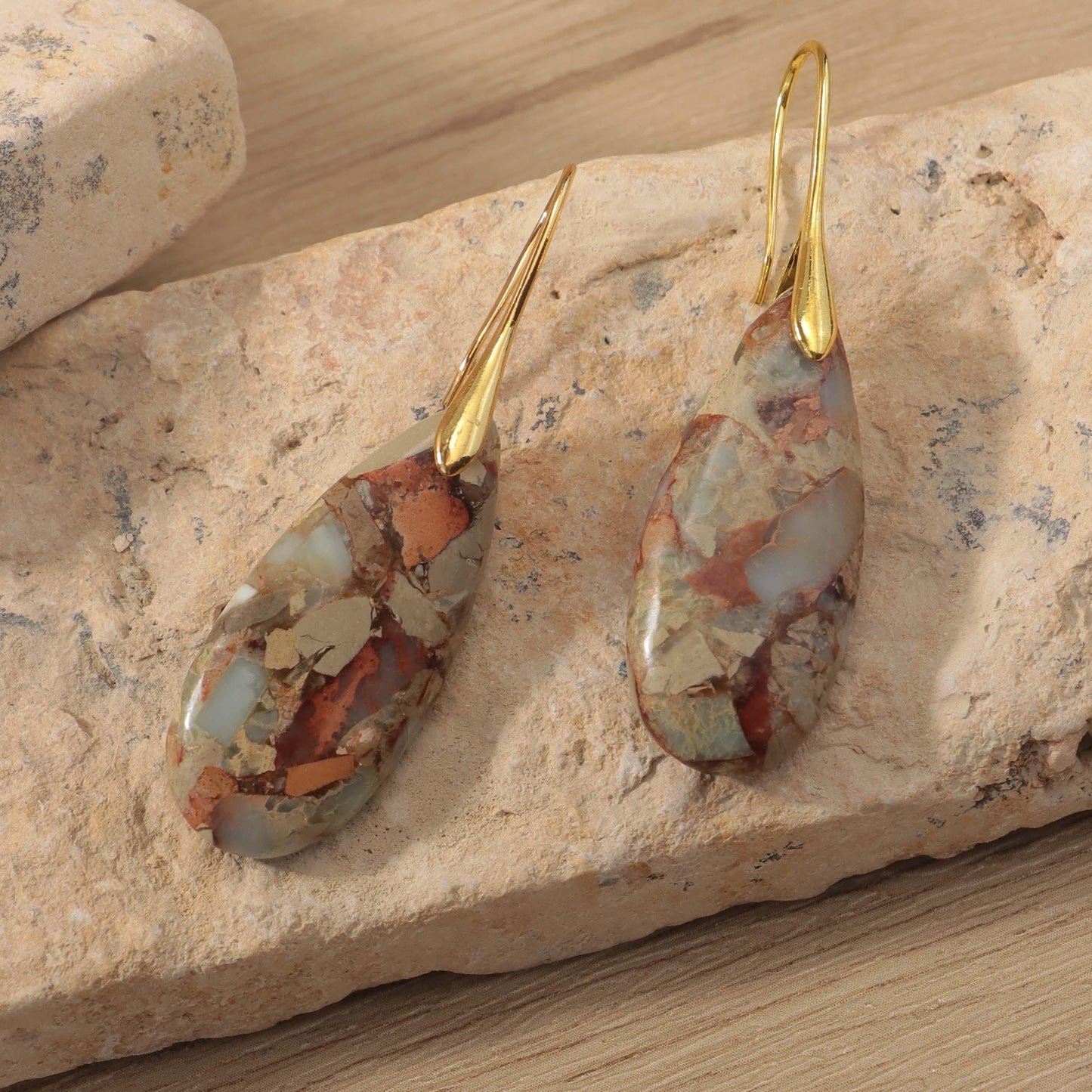 Jasper Teardrop Earrings: Natural Stone Healing Jewelry