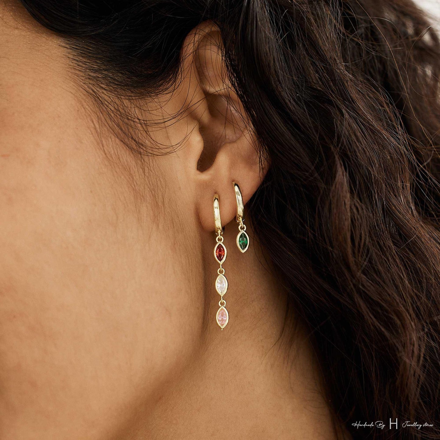 Dainty Leaf Birthstone Earrings, Opal Earring, Huggie Earrings, Birthday Gift, Graduation Gift, Bridesmaid Earring, Mothers Day Gift for Her