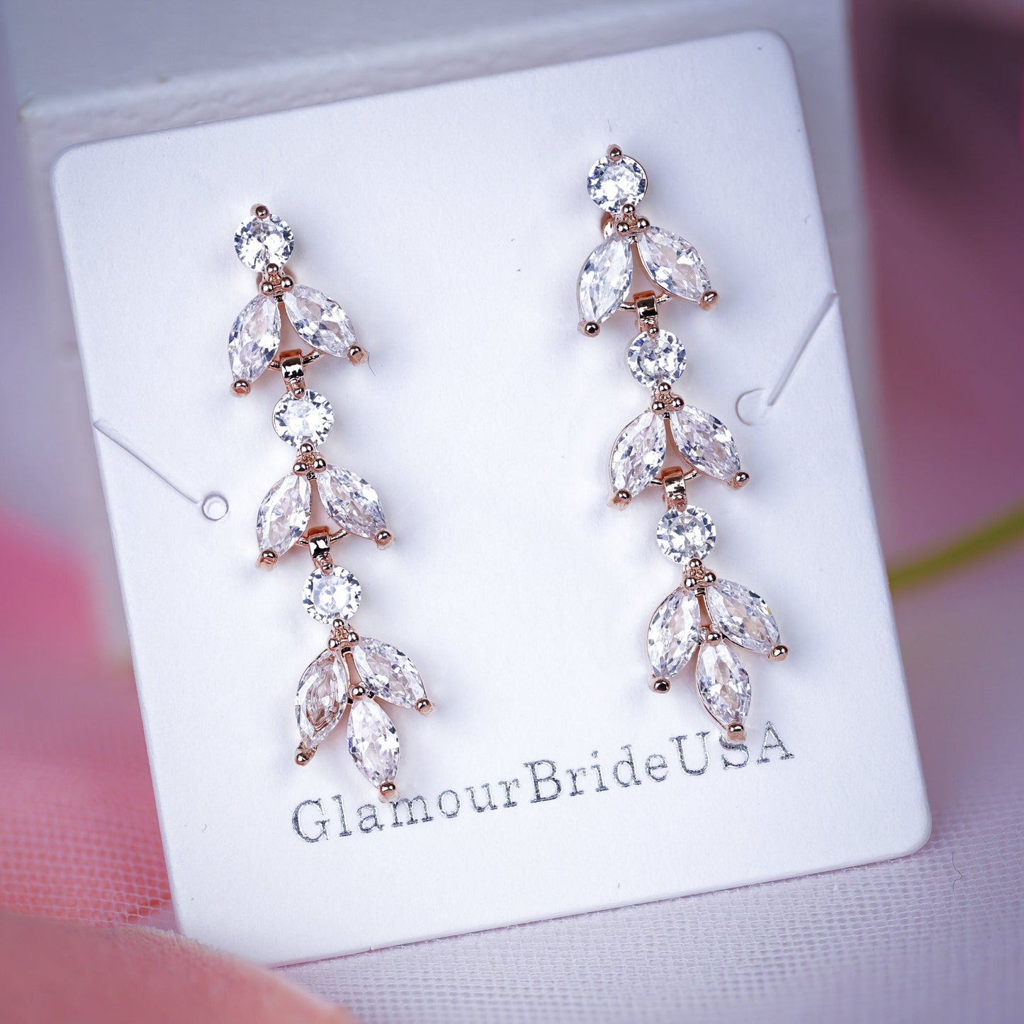 Clip on Earrings Drop Wedding Earrings Drop Bridal Earrings Silver Bridal Earrings Rose gold bridal earrings Bridesmaids earrings