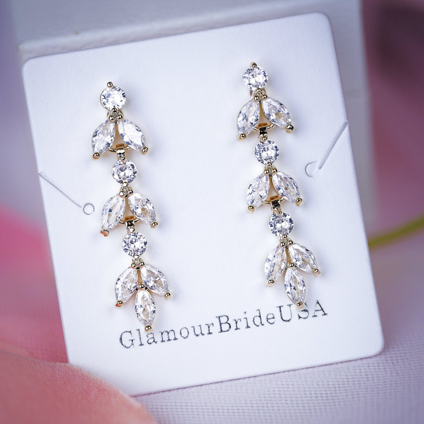Clip on Earrings Drop Wedding Earrings Drop Bridal Earrings Silver Bridal Earrings Rose gold bridal earrings Bridesmaids earrings