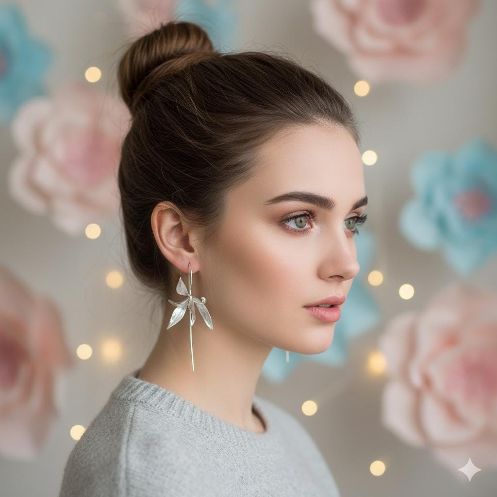 Silver Earrings, Silver Flower Earrings, Sterling Silver, Handmade earrings, Personalized Earrings, Jewelry Gift for Her/Costume Jewelry