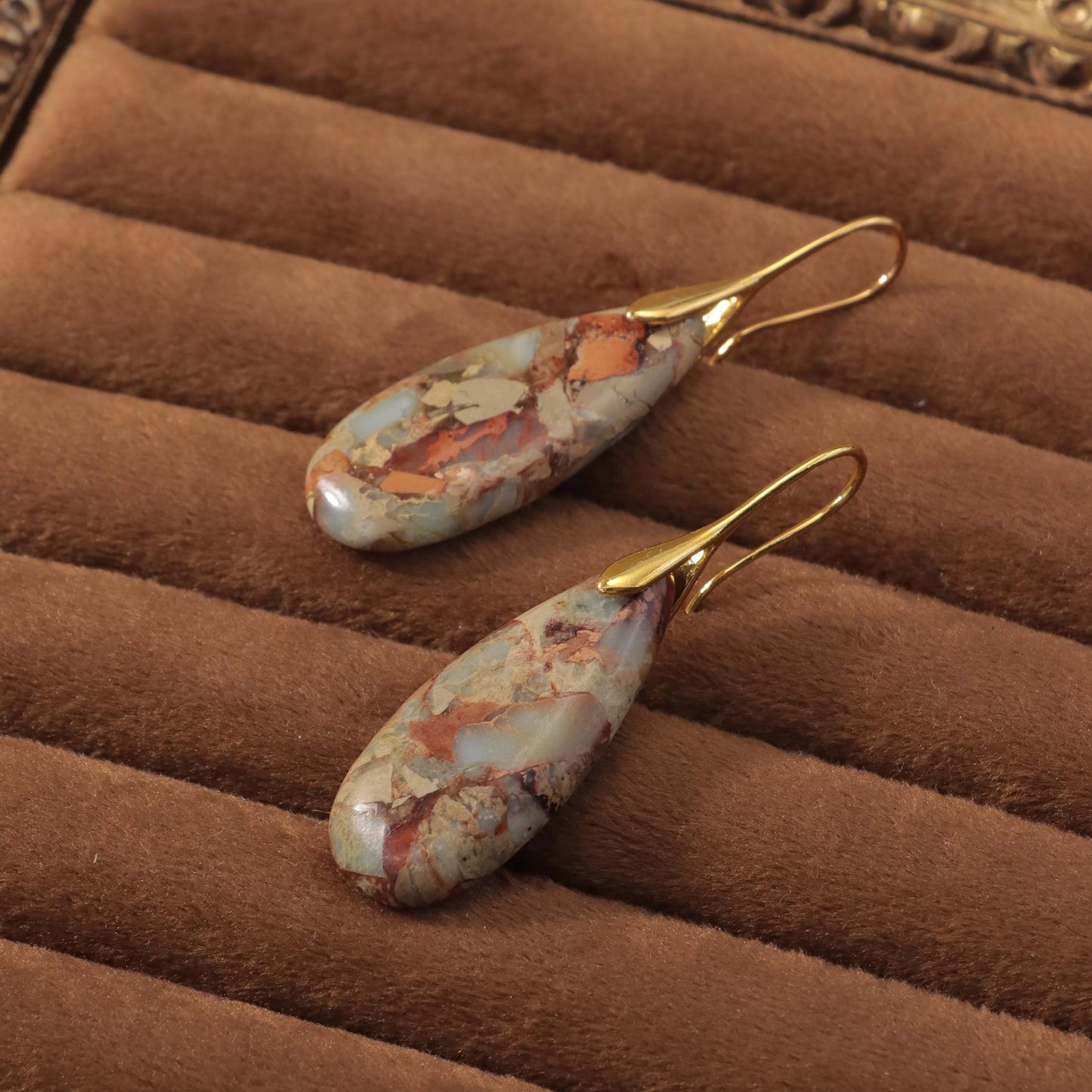 Jasper Teardrop Earrings: Natural Stone Healing Jewelry