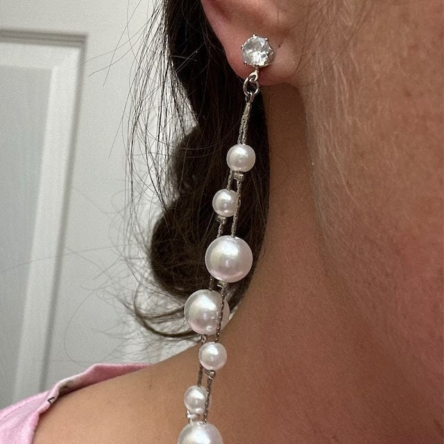 Pearl Earrings Dangle Bridal Earrings Pearl Wedding Earrings Long Pearl Earrings Gold Bridal Jewelry Dangle Pearl Earrings