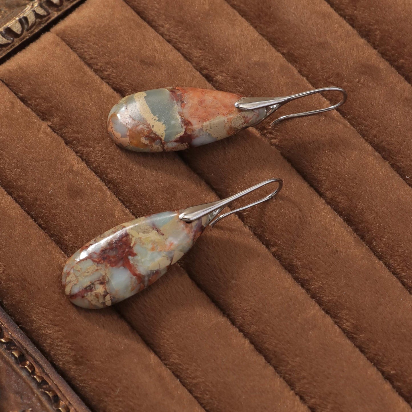 Jasper Teardrop Earrings: Natural Stone Healing Jewelry