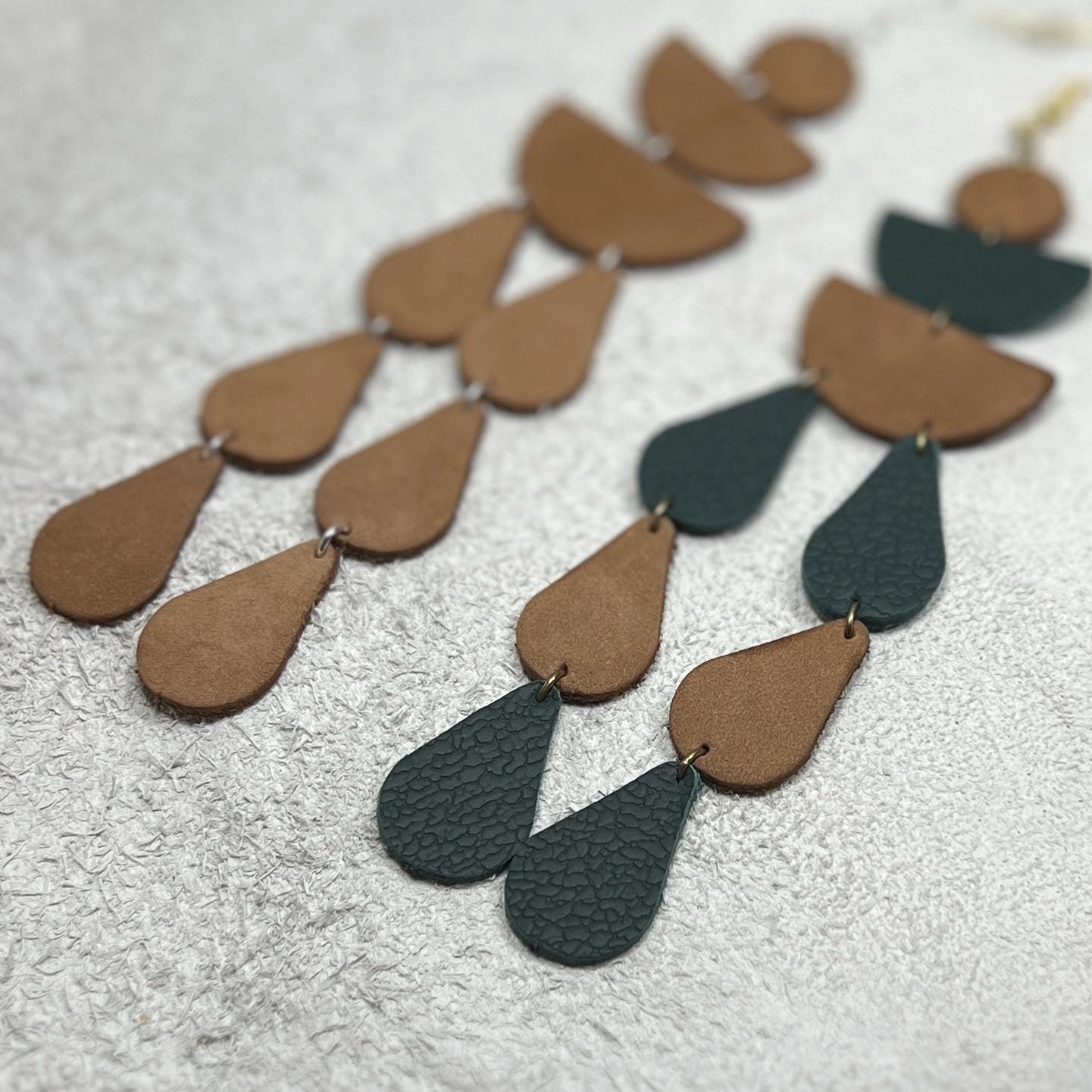 Leather Drop Earrings: Long Teardrop Dangle, Custom Jewelry