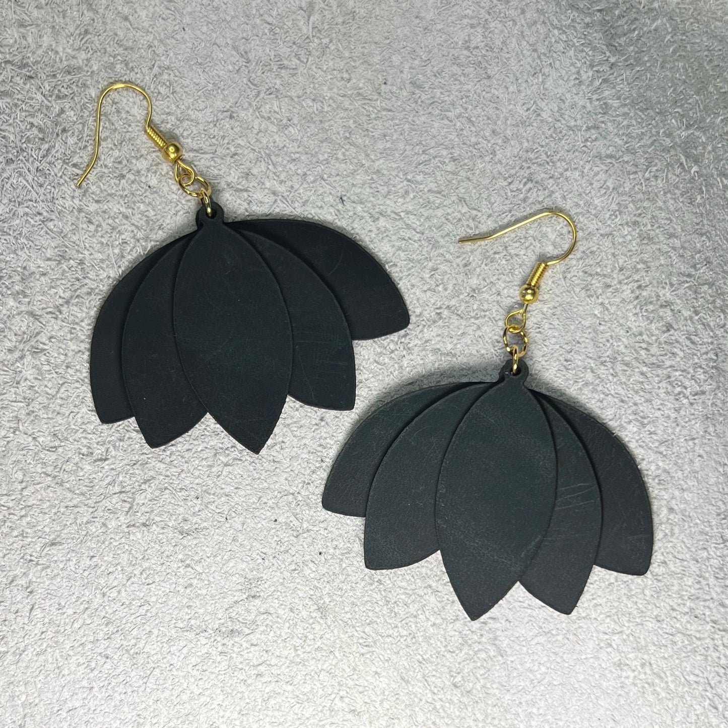 Handmade Leather Petal Drop Earrings – Lightweight Boho Dangle, Minimalist Gift