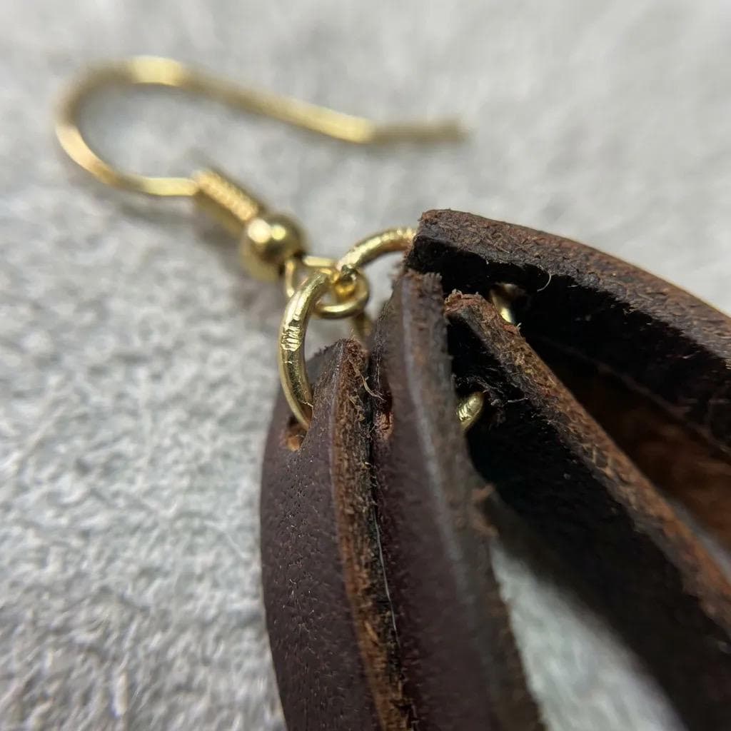 Genuine Leather Teardrop Earrings, Layered Dangle Boho Jewelry, Lightweight Natural Design