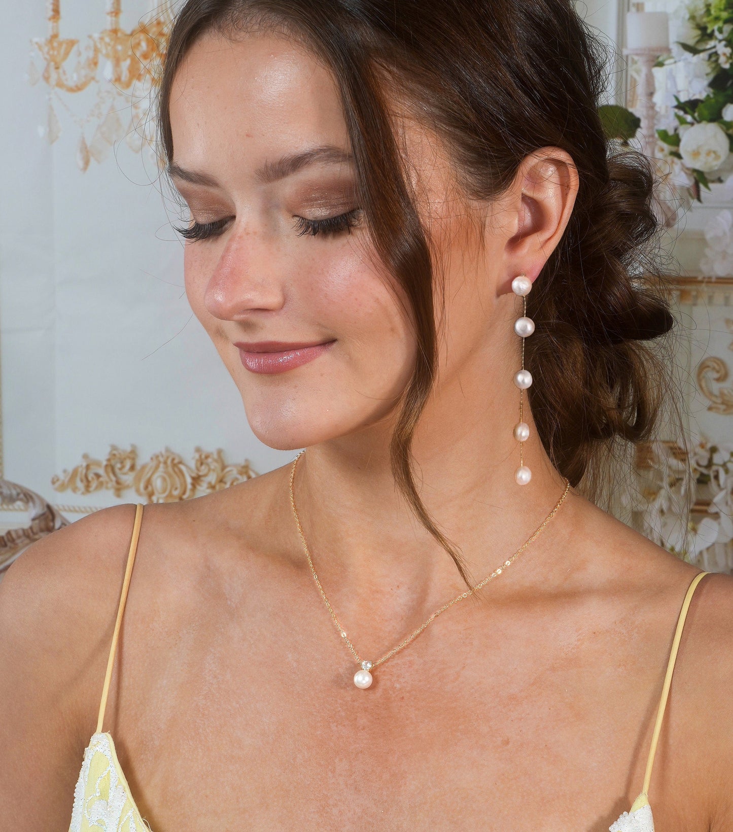 Pearl Earrings Drop Bridal Earrings Pearl Wedding Earrings Long Pearl Earrings Gold Bridal Jewelry Dangle Pearl Earrings