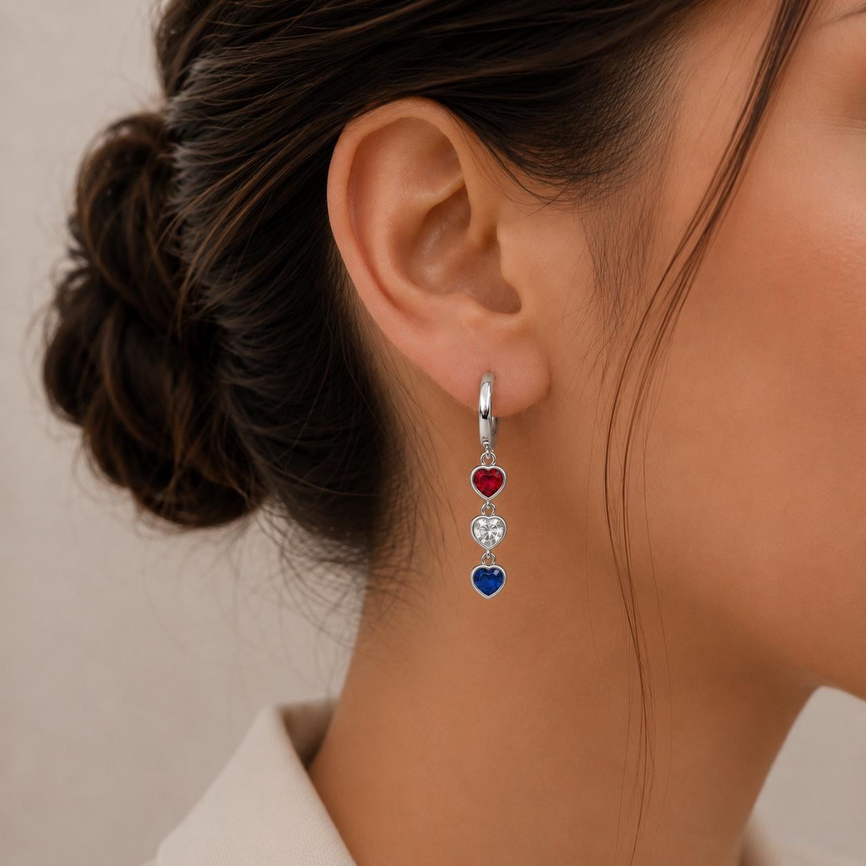 Patriotic Earrings, Anniversary Jewelry, Red White Blue Dangle Earrings