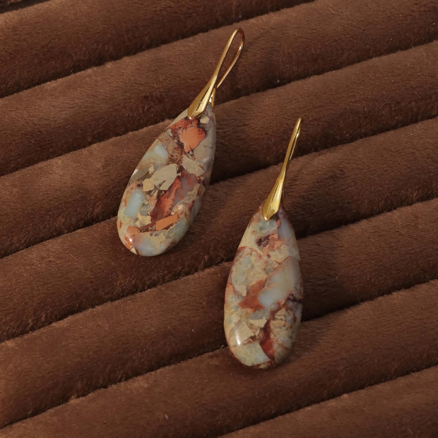 Jasper Teardrop Earrings: Natural Stone Healing Jewelry