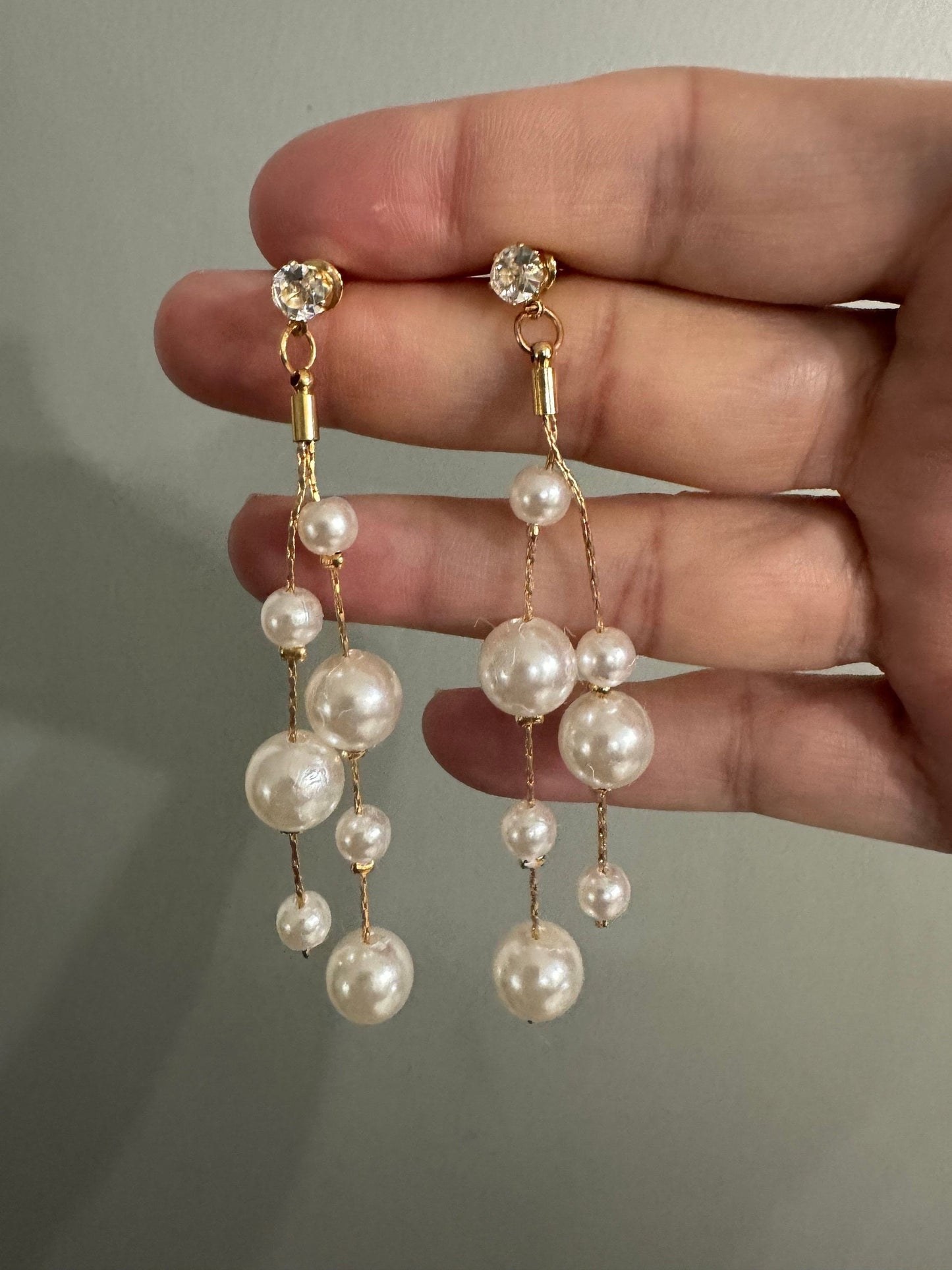Pearl Earrings Dangle Bridal Earrings Pearl Wedding Earrings Long Pearl Earrings Gold Bridal Jewelry Dangle Pearl Earrings
