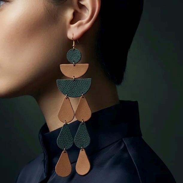 Leather Drop Earrings: Long Teardrop Dangle, Custom Jewelry