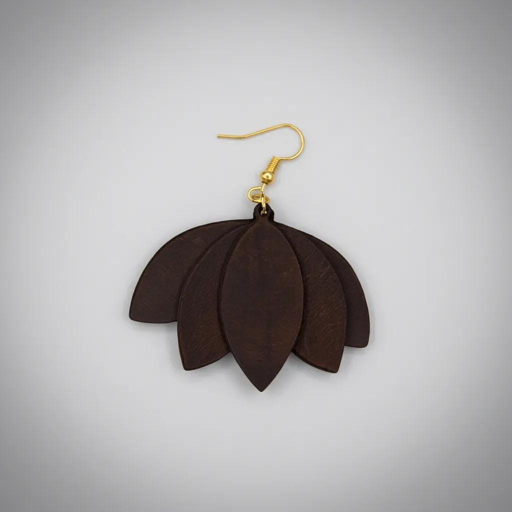 Handmade Leather Petal Drop Earrings – Lightweight Boho Dangle, Minimalist Gift