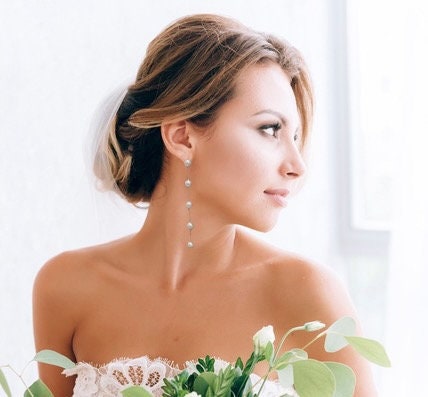 Pearl Earrings Drop Bridal Earrings Pearl Wedding Earrings Long Pearl Earrings Gold Bridal Jewelry Dangle Pearl Earrings