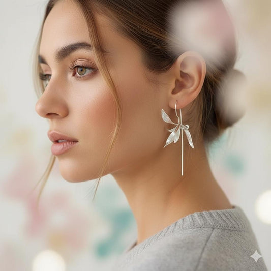 Silver Earrings, Silver Flower Earrings, Sterling Silver, Handmade earrings, Personalized Earrings, Jewelry Gift for Her/Costume Jewelry