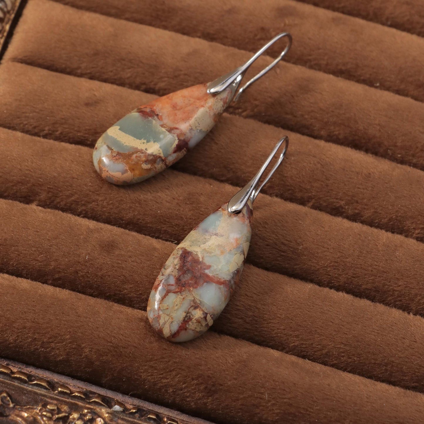 Jasper Teardrop Earrings: Natural Stone Healing Jewelry