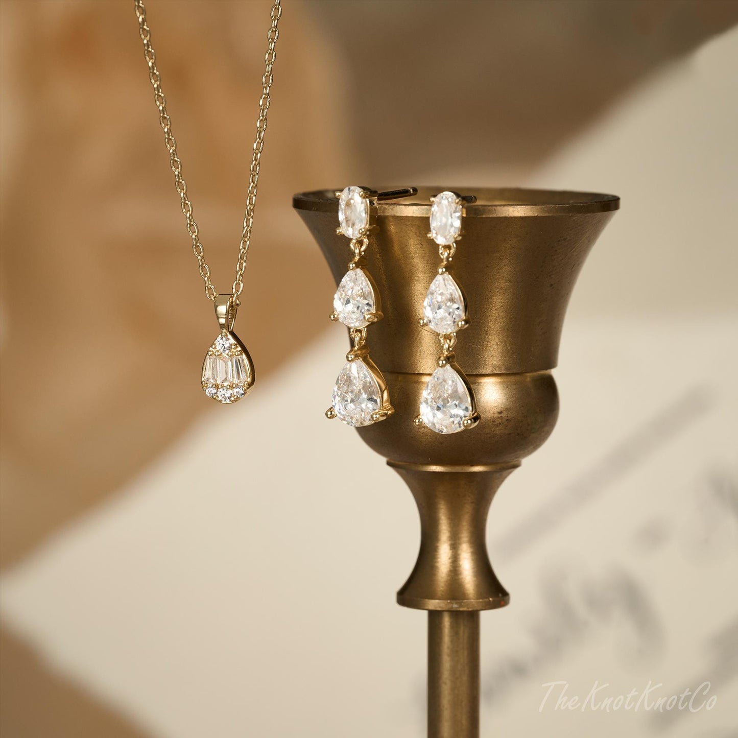Sterling Silver Dangle Diamond Earrings, Triple Diamond Drop Earrings, Gold Earrings, Bridesmaid Gift, Wedding Earrings, Wedding Jewelry Set