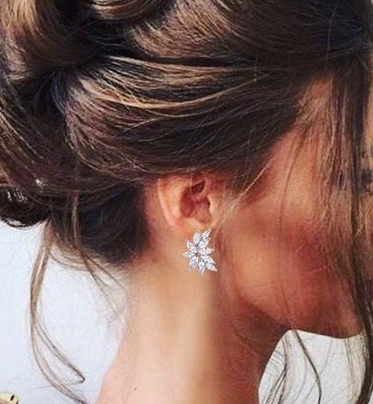 Crystal Stud Earrings Wedding Earrings Silver Crystal Earrings CZ Stud Earrings Rose gold bridal earrings Crystal Bridesmaids Earrings
