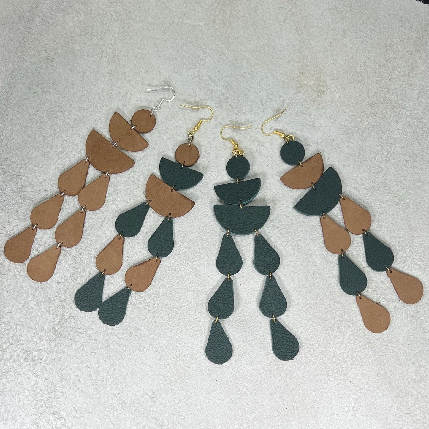 Leather Drop Earrings: Long Teardrop Dangle, Custom Jewelry