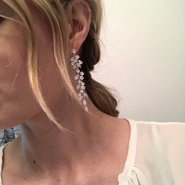 Crystal Bridal Earrings Long Earrings  Crystal Earrings Crystal drop Earrings Silver Bridal Jewelry Silver bridal earrings