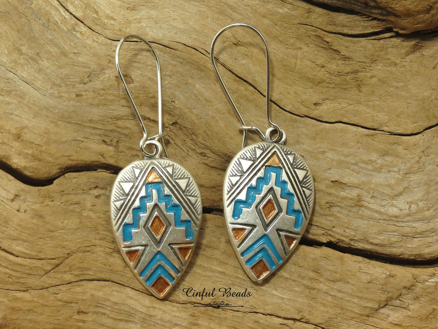 Boho Style Hand Painted Flower Dangle Earrings - Boho Chic with Earwire Choices