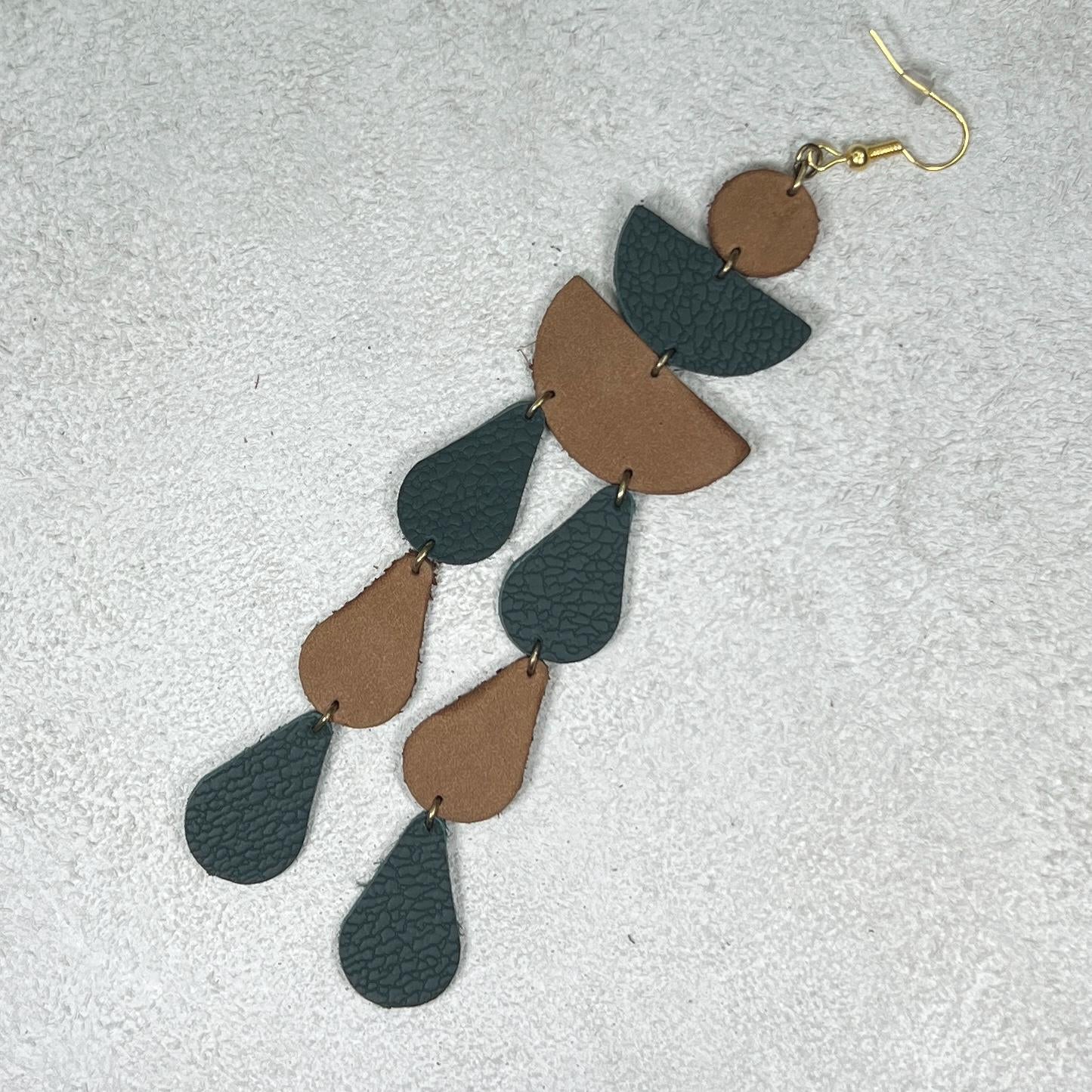 Leather Drop Earrings: Long Teardrop Dangle, Custom Jewelry