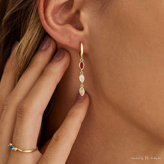 Dainty Leaf Birthstone Earrings, Opal Earring, Huggie Earrings, Birthday Gift, Graduation Gift, Bridesmaid Earring, Mothers Day Gift for Her