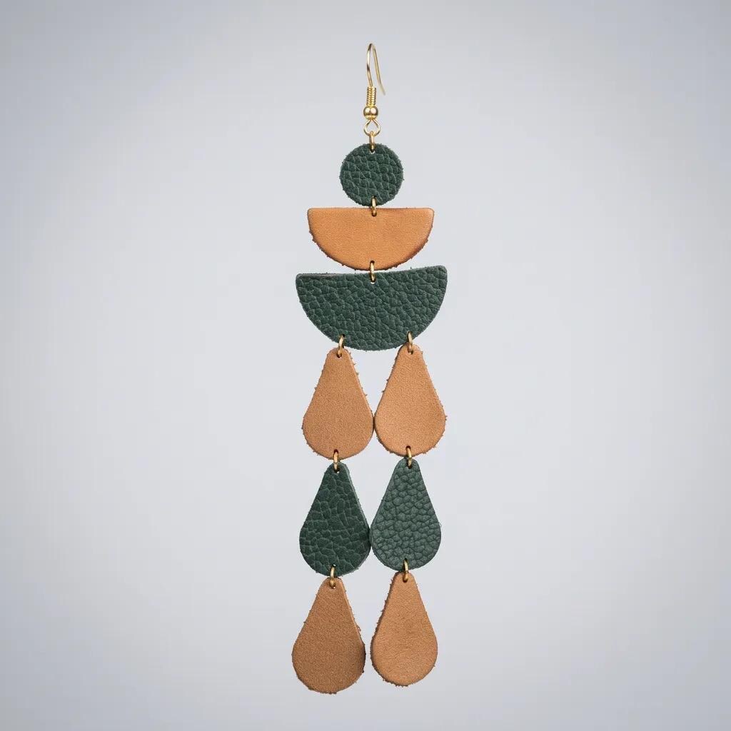 Leather Drop Earrings: Long Teardrop Dangle, Custom Jewelry