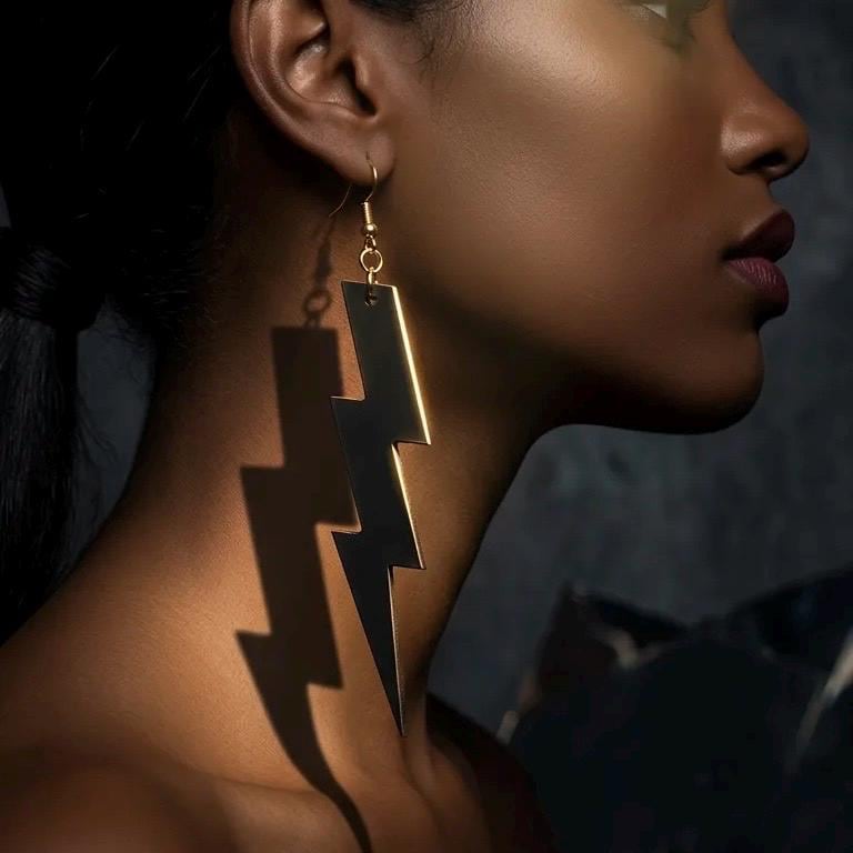 Handmade Leather Lightning Bolt Earrings – Minimalist Statement Jewelry