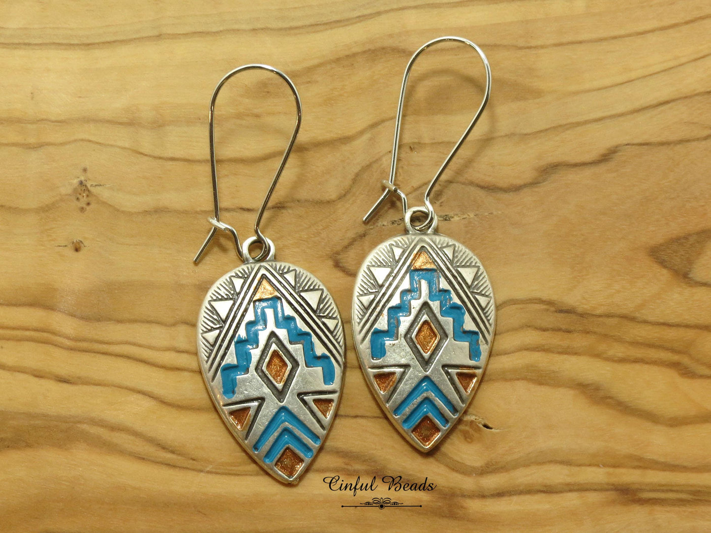 Boho Style Hand Painted Flower Dangle Earrings - Boho Chic with Earwire Choices