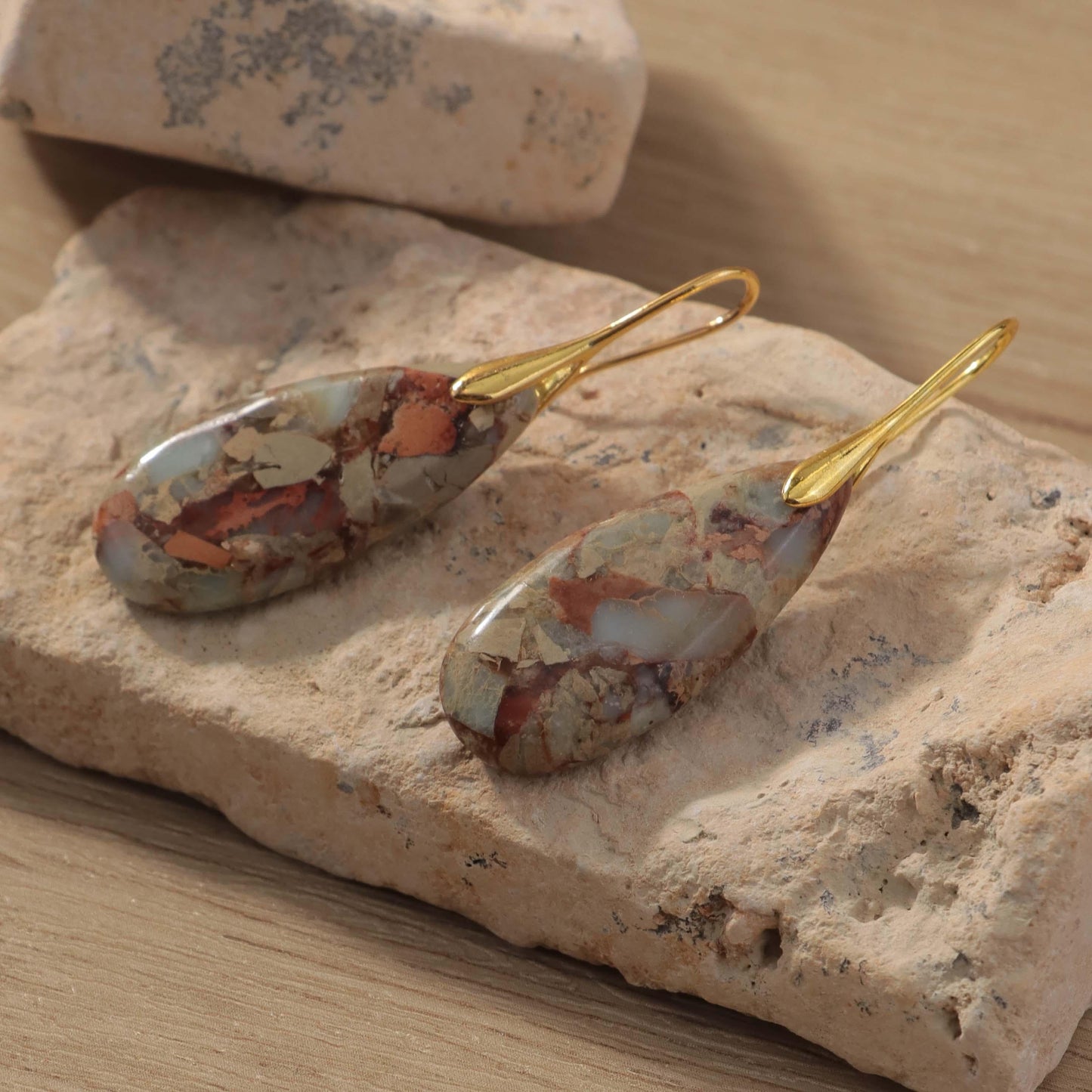 Jasper Teardrop Earrings: Natural Stone Healing Jewelry