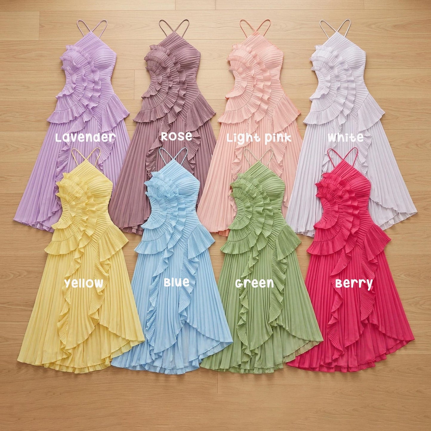 Fuchsia Ruffle Prom Dress Halter Pleated Maxi Gown Sexy High Slit Graduation Party Evening Dress Customizable Celebrity Style Y2K Fashion